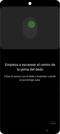 Sigue las indicaciones de la pantalla para crear una huella digital como código de seguridad.