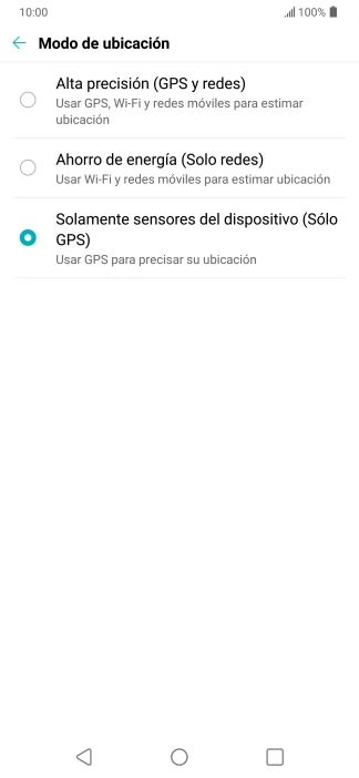 Si seleccionas Alta precisión (GPS y redes), el teléfono podrá encontrar tu posición exacta con ayuda de los satélites GPS, la red móvil y una red wifi cercana. El GPS por satélite requiere vista libre al cielo.