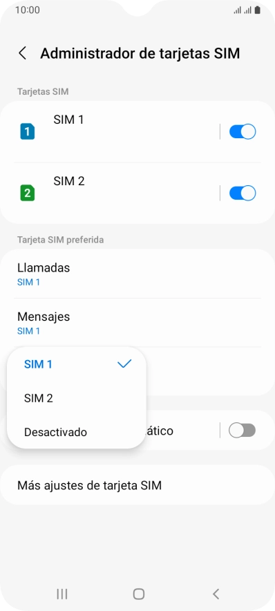 Pulsa el ajuste deseado.