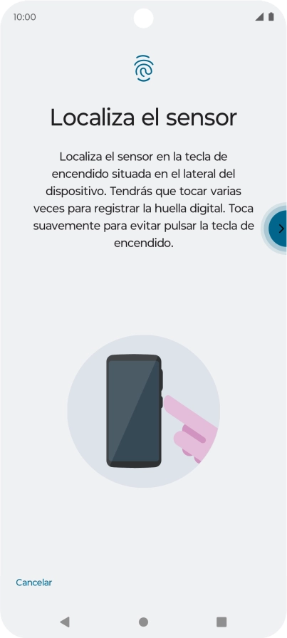 Sigue las indicaciones de la pantalla para crear una huella digital como código de seguridad.
