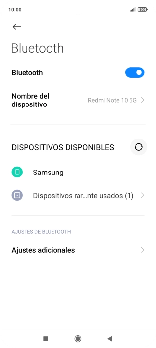 Pulsa el dispositivo Bluetooth deseado y sigue las indicaciones de la pantalla para vincular el dispositivo al teléfono.