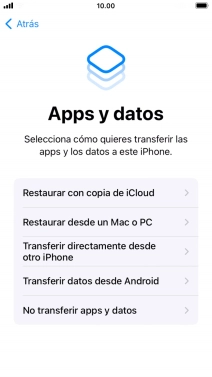 Pulsa No transferir apps y datos y sigue las indicaciones de la pantalla para finalizar la activación del teléfono.