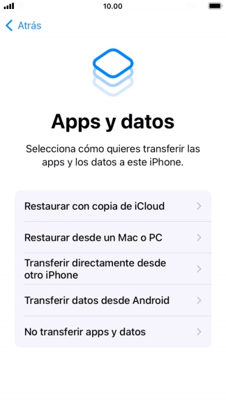 Pulsa No transferir apps y datos y sigue las indicaciones de la pantalla para finalizar la activación del teléfono.