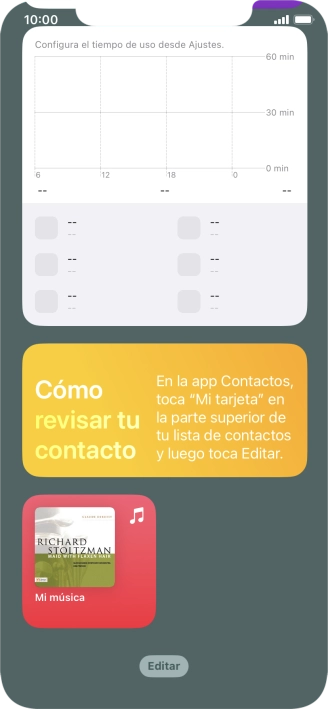 Pulsa el widget deseado hasta que aparezca un menú emergente en la pantalla.