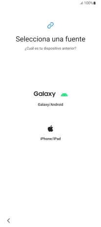 Pulsa el ajuste deseado y sigue las instrucciones de la pantalla para transferir el contenido del otro teléfono.