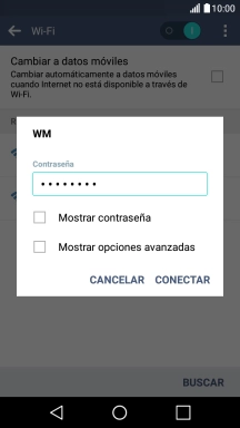 Introduce la contraseña de la red wifi y pulsa CONECTAR.