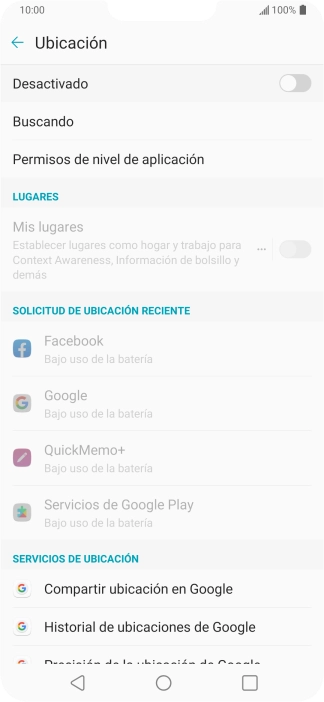 Pulsa el indicador para activar o desactivar la función.