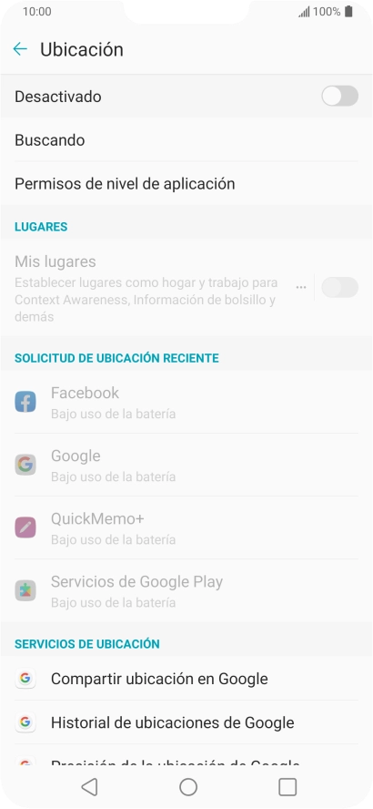 Pulsa el indicador para activar o desactivar la función.