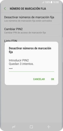 Introduce el código PIN2 y pulsa OK.