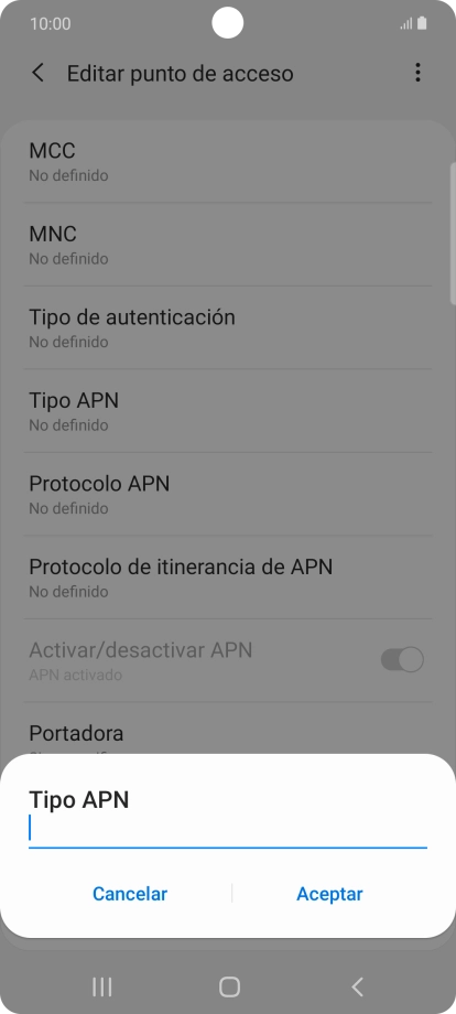 Introduce default y pulsa Aceptar.