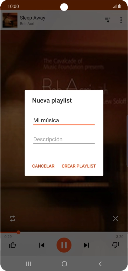Introduce el nombre deseado de la lista de reproducción y pulsa CREAR PLAYLIST.