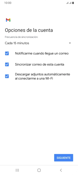 Si aparece en la pantalla esta imagen, tu cuenta de correo electrónico ha sido reconocida y configurada automáticamente. Sigue las indicaciones de la pantalla para introducir más información y terminar la configuración.