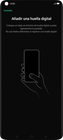 Sigue las indicaciones de la pantalla para crear una huella digital como código de seguridad.