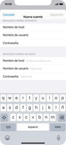 Pulsa Nombre de host e introduce smtp.vodafone.es.