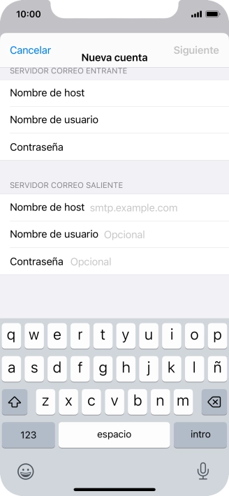Pulsa Nombre de host e introduce smtp.vodafone.es.