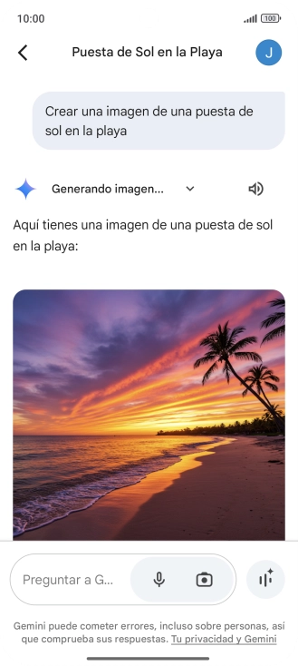 También puedes pedir a Gemini que genere una fotografía partiendo de tu descripción.