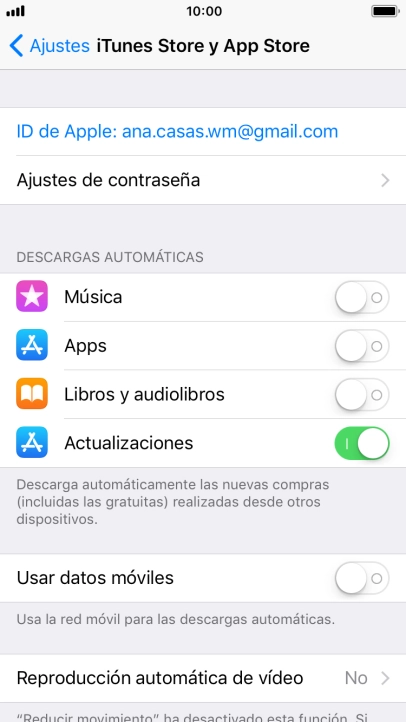 Pulsa el indicador junto al tipo de contenido deseado para activar o desactivar la función.