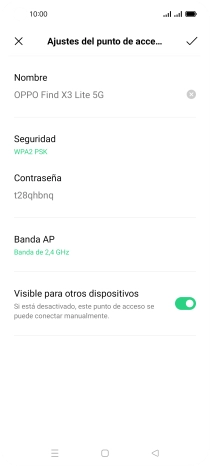 Pulsa Nombre e introduce el nombre deseado de la conexión Wi-Fi.