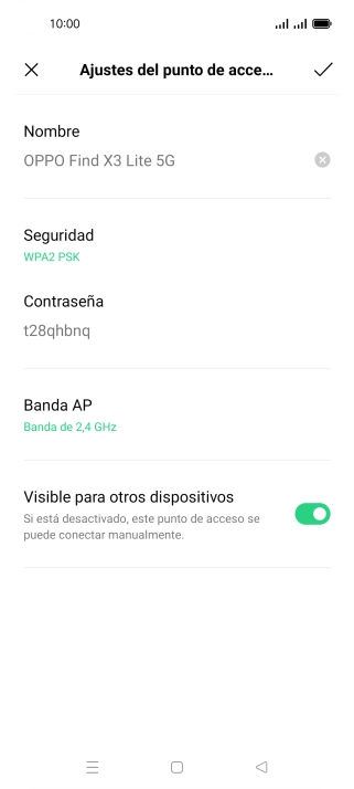 Pulsa Nombre e introduce el nombre deseado de la conexión Wi-Fi.