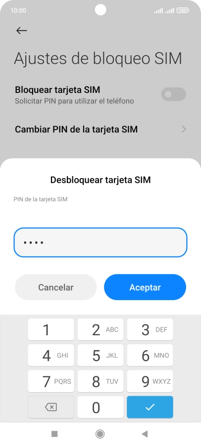 Introduce tu código PIN y pulsa Aceptar.