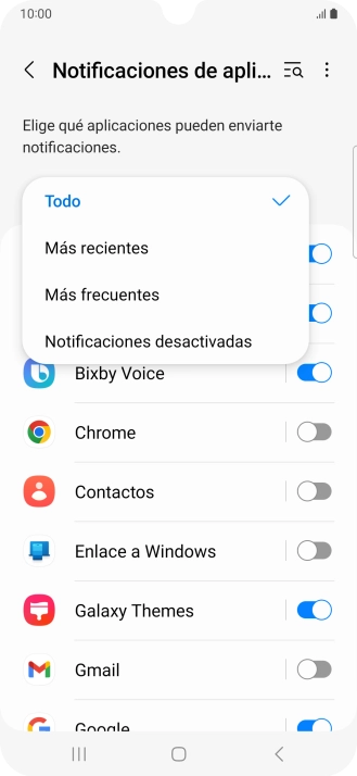 Pulsa el ajuste deseado.