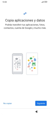 Puedes transferir el contenido de otro teléfono cuando activas tu teléfono por primera vez y cuando lo has restablecido. Cuando aparezca en la pantalla del teléfono esta imagen, ya está listo para la transmisión del contenido del otro teléfono.