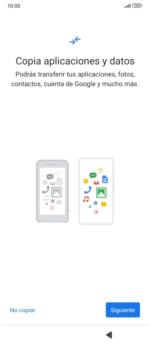 Puedes transferir el contenido de otro teléfono cuando activas tu teléfono por primera vez y cuando lo has restablecido. Cuando aparezca en la pantalla del teléfono esta imagen, ya está listo para la transmisión del contenido del otro teléfono.