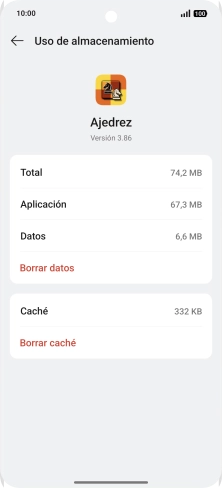 Pulsa Borrar caché.