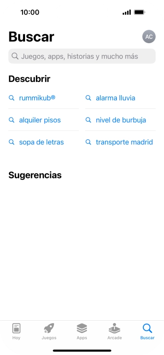 Pulsa en el campo de búsqueda e introduce el nombre o el tema de la app deseada.