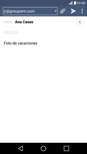 Pulsa en el campo de escritura  y escribe el texto del correo electrónico.