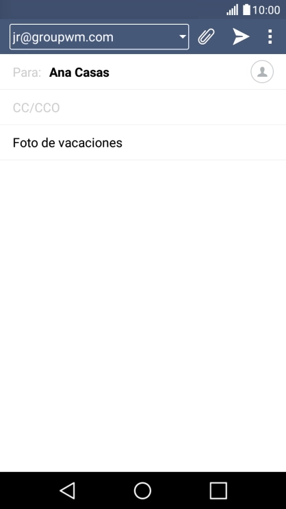 Pulsa en el campo de escritura  y escribe el texto del correo electrónico.