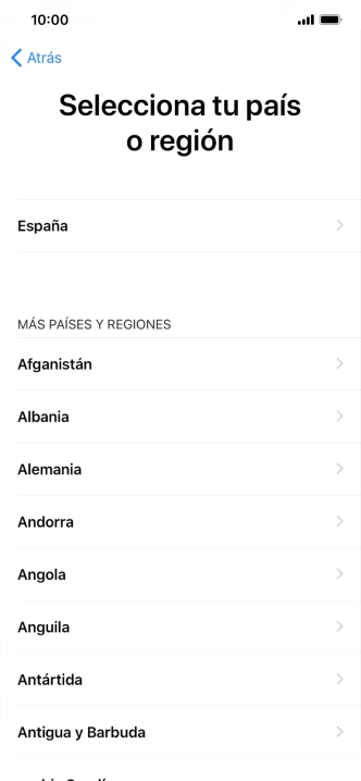 Pulsa el país o el área deseados.