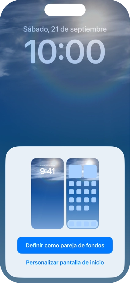 Si deseas utilizar el mismo tema de color en la pantalla de inicio, pulsa Definir como pareja de fondos.