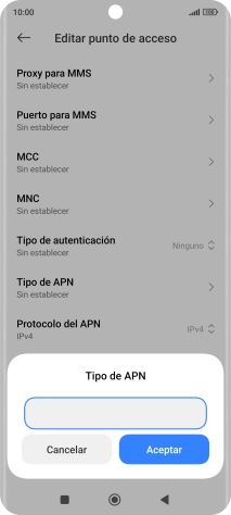 Introduce default y pulsa Aceptar.
