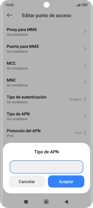 Introduce default y pulsa Aceptar.