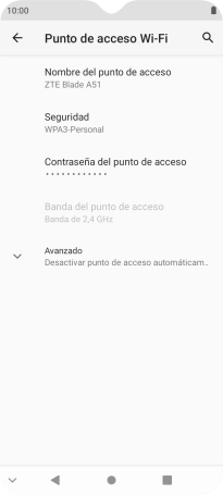 Pulsa Contraseña del punto acceso.