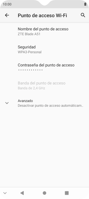 Pulsa Contraseña del punto acceso.