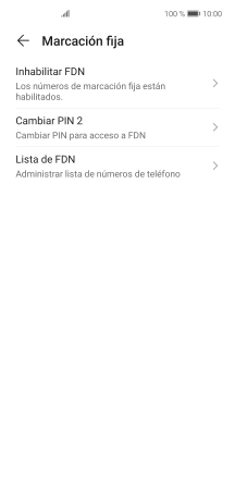 Pulsa Inhabilitar FDN para desactivar la marcación fija.