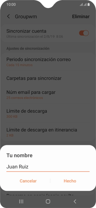Introduce el nombre deseado y pulsa Hecho.