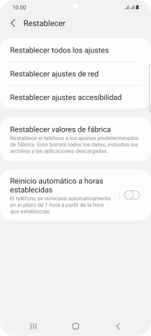 Pulsa Restablecer valores de fábrica.