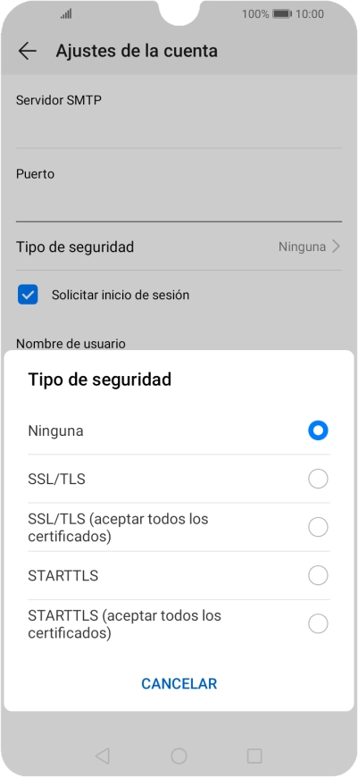 Pulsa Ninguna para desactivar la función.