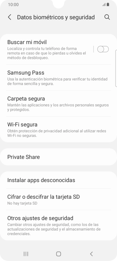 Pulsa Otros ajustes de seguridad.