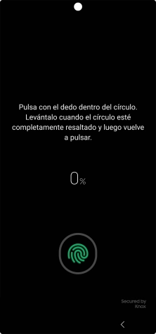 Sigue las indicaciones de la pantalla para crear una huella digital como código de seguridad.