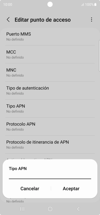 Introduce default y pulsa Aceptar.