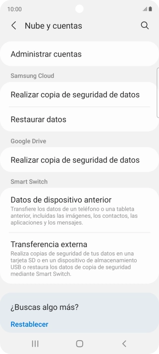 Pulsa Administrar cuentas.