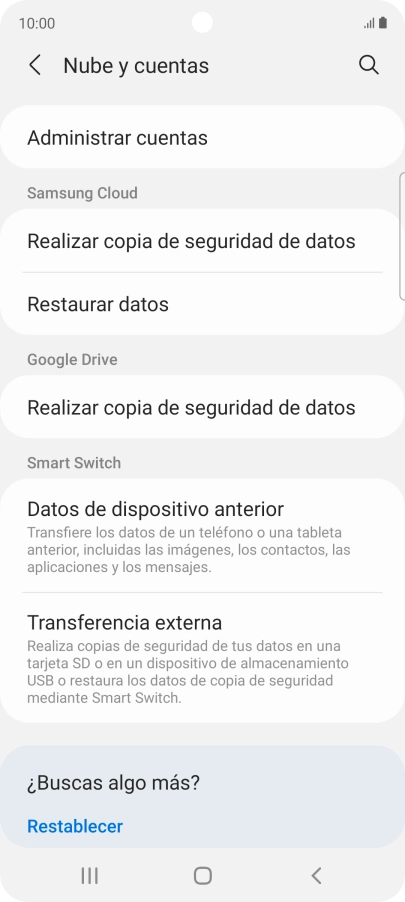 Pulsa Administrar cuentas.