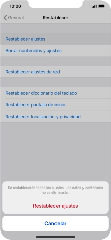 Pulsa Restablecer ajustes.