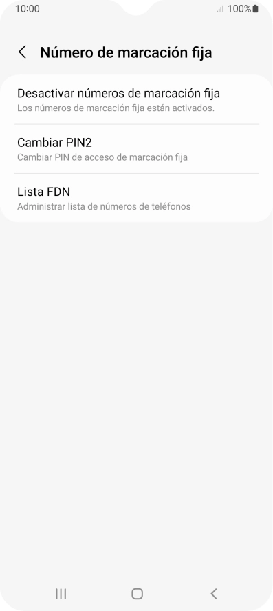 Pulsa Desactivar números de marcación fija.