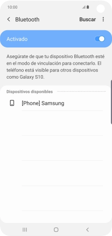 Pulsa el dispositivo Bluetooth deseado y sigue las indicaciones de la pantalla para vincular el dispositivo al teléfono.
