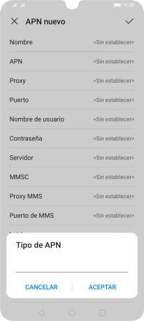 Introduce default y pulsa ACEPTAR.